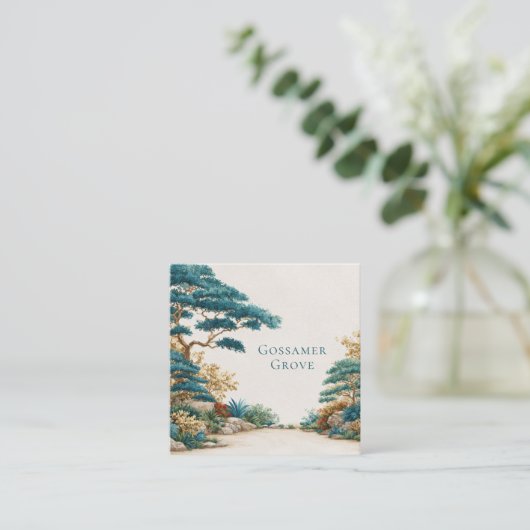 Turquoise Pine Tree Desert Landscape Artistic スクエア名刺 (スタンド正面)