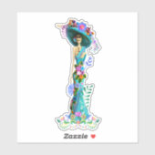 Turquoise & Pink Day of the Dead Elegant Catrina シール (シート)