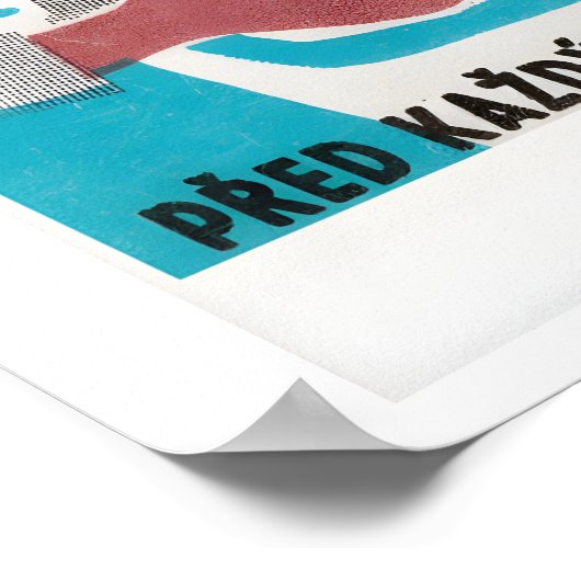 Turquoise & Pink Matchbox Labels Grid Print ポスター (角)