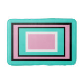 Turquoise Pink White Black Geometric バスマット (正面)