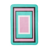Turquoise Pink White Black Geometric バスマット (正面縦)