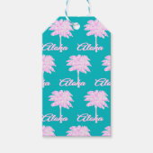 Turquoise Pink White Palm Aloha Tropical  ギフトタグ (正面)