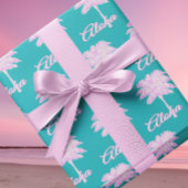 Turquoise Pink White Palm Aloha Tropical  ギフトタグ