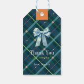 Turquoise Plaid Teddy Bear Bow Baby Shower ギフトタグ (裏面)