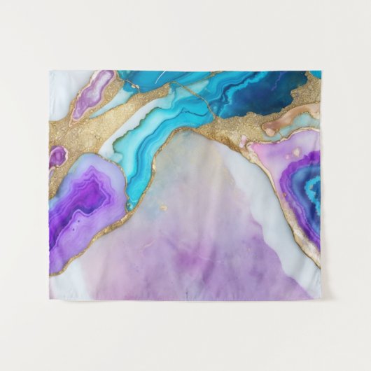 Turquoise Quartz Marble Wallpaper タペストリー (正面(横))