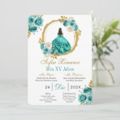 Turquoise Quinceañera Invitation 招待状 (スタンド正面)