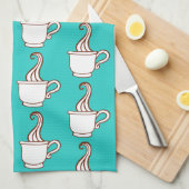 Turquoise Retro Coffee Diner Kitchen Towel Gift キッチンタオル (四つ折り)