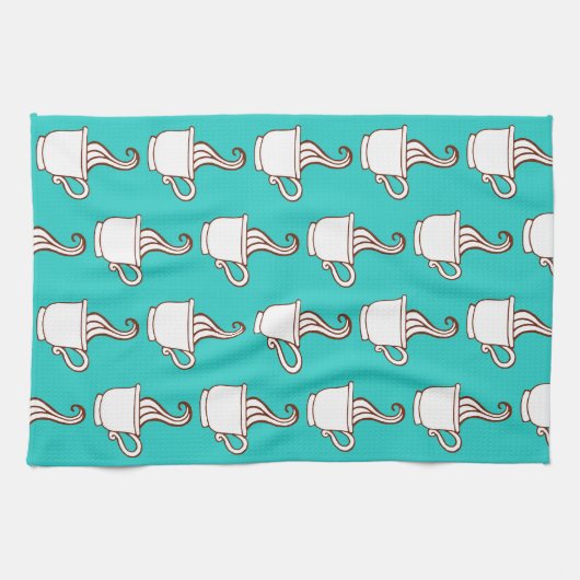 Turquoise Retro Coffee Diner Kitchen Towel Gift キッチンタオル (横)