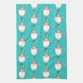 Turquoise Retro Coffee Diner Kitchen Towel Gift キッチンタオル (縦)