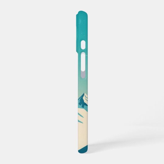 Turquoise Retro Peaks iPhone 16ケース (左側面)