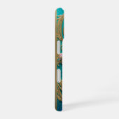 Turquoise Rococo Floral Phone Case iPhone 16ケース (右側面)