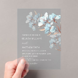 Turquoise Rose Gold Artistic Flowers  Invitation アクリル招待状