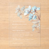 Turquoise Rose Gold Artistic Flowers  Invitation アクリル招待状 (正面)
