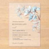 Turquoise Rose Gold Artistic Flowers  Invitation アクリル招待状 (正面)