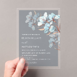 Turquoise Rose Gold Artistic Flowers  Invitation アクリル招待状