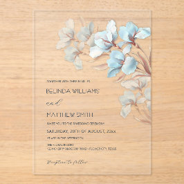 Turquoise Rose Gold Artistic Flowers  Invitation アクリル招待状