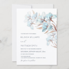 Turquoise Rose Gold Artistic Flowers  Invitation 招待状