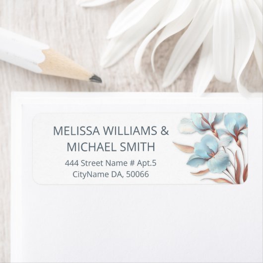 Turquoise Rose Gold Flower |  Wedding ラベル (インサイチュ)