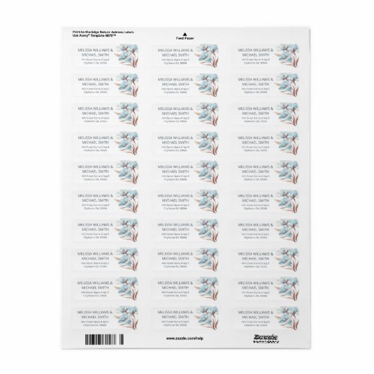 Turquoise Rose Gold Flower | Wedding ラベル (フルシート)