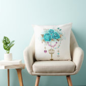 Turquoise Roses with Keys クッション (椅子)