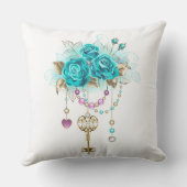 Turquoise Roses with Keys クッション (裏面)