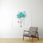 Turquoise Roses with Keys タペストリー (インサイチュ)