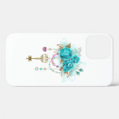 Turquoise Roses with Keys Case-Mate iPhoneケース (裏面 (横))