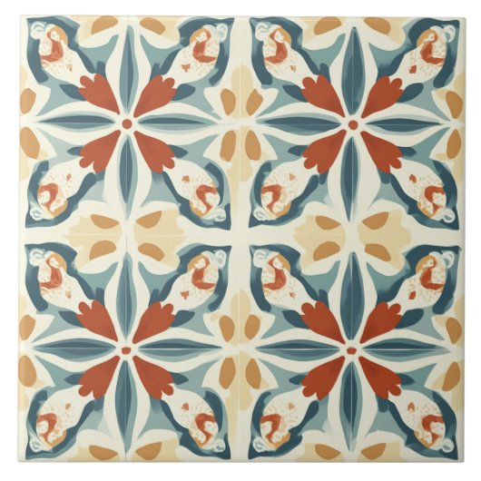 Turquoise, Rust and Yellow タイル (正面)