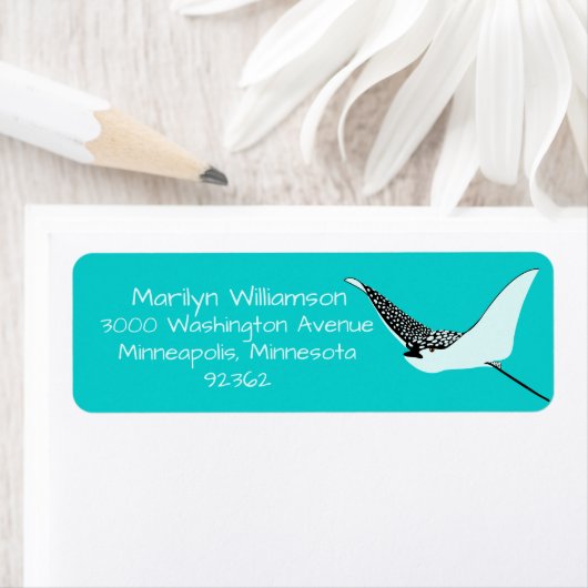 Turquoise Sea Ray Tropical Address Label ラベル (インサイチュ)