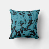 Turquoise Shades with Black Small Shapes Print クッション (裏面)