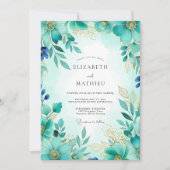 Turquoise Shimmering Spring Wedding 招待状 (正面)