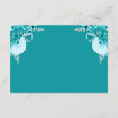 Turquoise Silver Floral Script Wedding RSVP Enclo エンクロージャーカード (裏面)