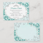 Turquoise Silver Quinceanera Reception Details エンクロージャーカード (正面/裏面)