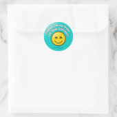 Turquoise Smiley Thank You Business Sticker  ラウンドシール (バッグ)