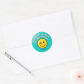 Turquoise Smiley Thank You Business Sticker  ラウンドシール (封筒)