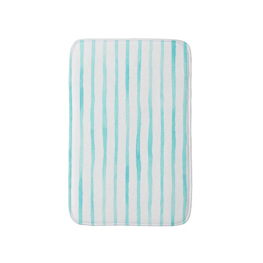 Turquoise Stripes Coastal Bath Mat バスマット (正面縦)
