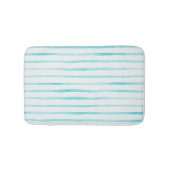 Turquoise Stripes Coastal Bath Mat バスマット (正面)