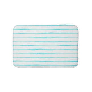 Turquoise Stripes Coastal Bath Mat バスマット