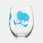 Turquoise swans set / Ensemble de verres turquoise ステムなしワイングラス (裏面)