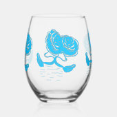 Turquoise swans set / Ensemble de verres turquoise ステムなしワイングラス (左)