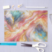 Turquoise Teal Pink Aqua Blue Purple Gold Marble 薄葉紙 (クラフト)