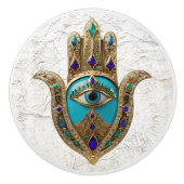 Turquoise Third Eye Hamsa セラミックノブ (正面)
