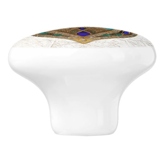 Turquoise Third Eye Hamsa セラミックノブ (側面)