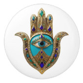 Turquoise Third Eye Hamsa セラミックノブ (正面)