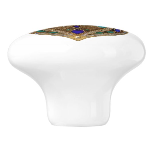 Turquoise Third Eye Hamsa セラミックノブ (側面)