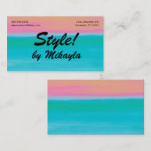 Turquoise to Peach Gradient Beauty Style Nails 名刺 (正面/裏面)