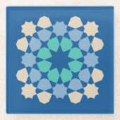 Turquoise Tranquility Tile ガラスコースター (正面)