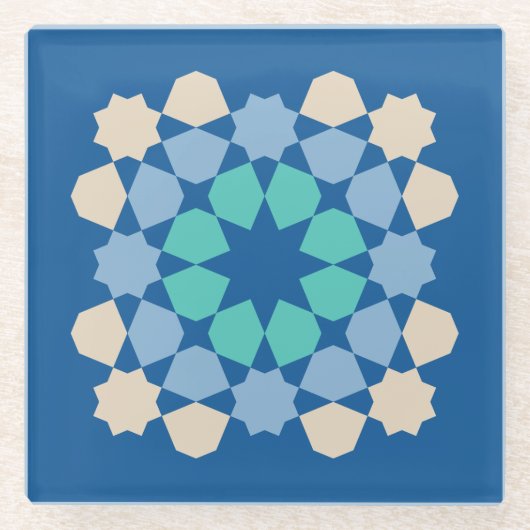 Turquoise Tranquility Tile ガラスコースター (正面)