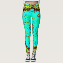 Turquoise Tribal Art Leggings レギンス