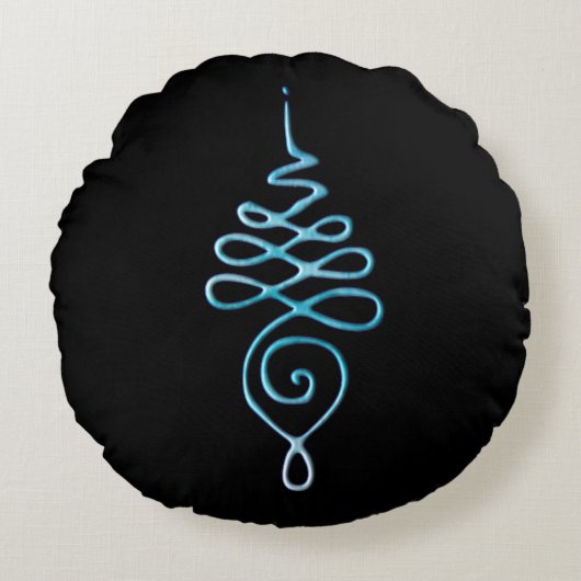 Turquoise Unalome ラウンドクッション (正面)